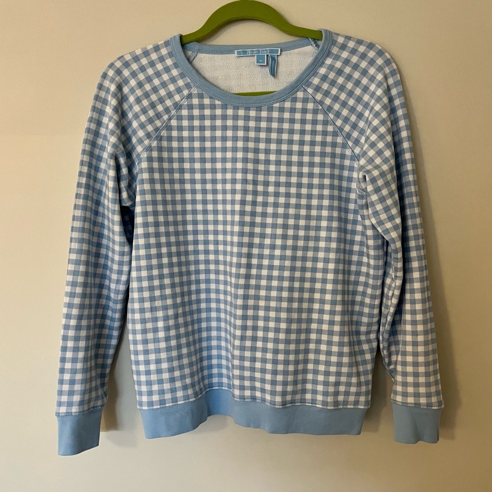 Draper James Blue Natalie Gingham Sweatshirt Pullover